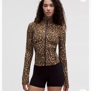 lululemon athletica Leopard Print Zip-Up Jacket in Tan and Black